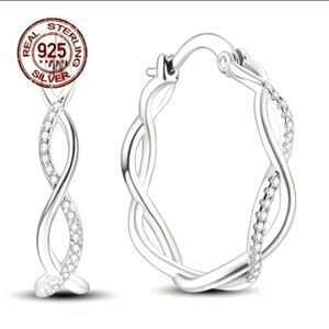 925 Sterling silver twisted hoop earrings